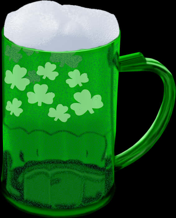 Shamrock Decorated Green Beer Mug PNG