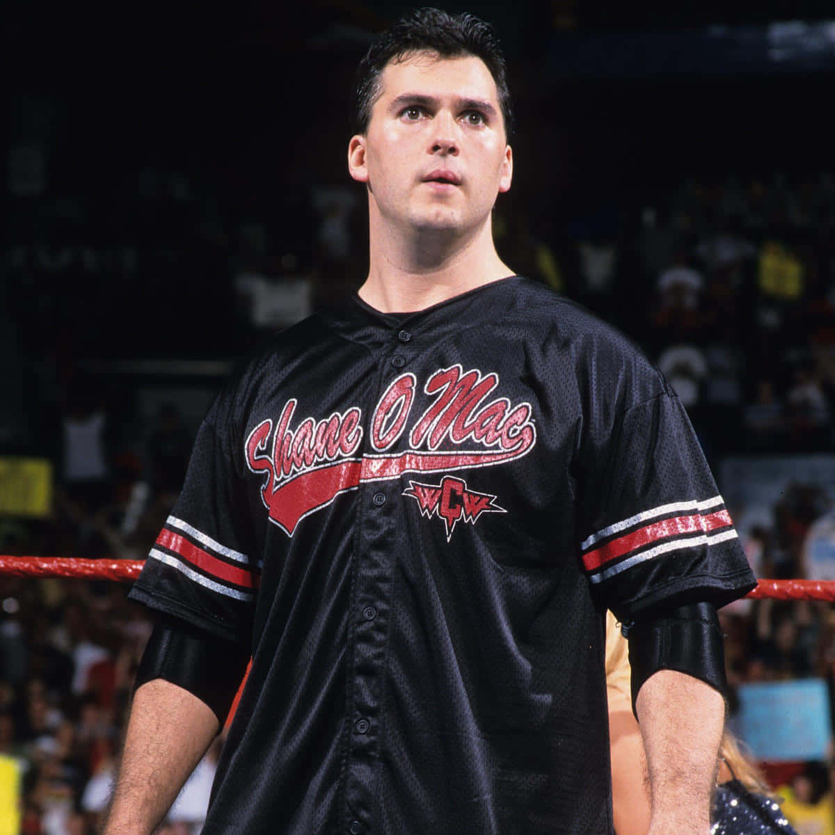 Caption: Shane McMahon in his iconic Shane O'Mac Jersey; a legend in professional wrestling. Wallpaper