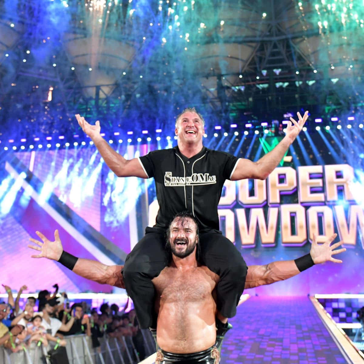 Shane McMahon With Drew McIntyre Super Showdown Wallpaper