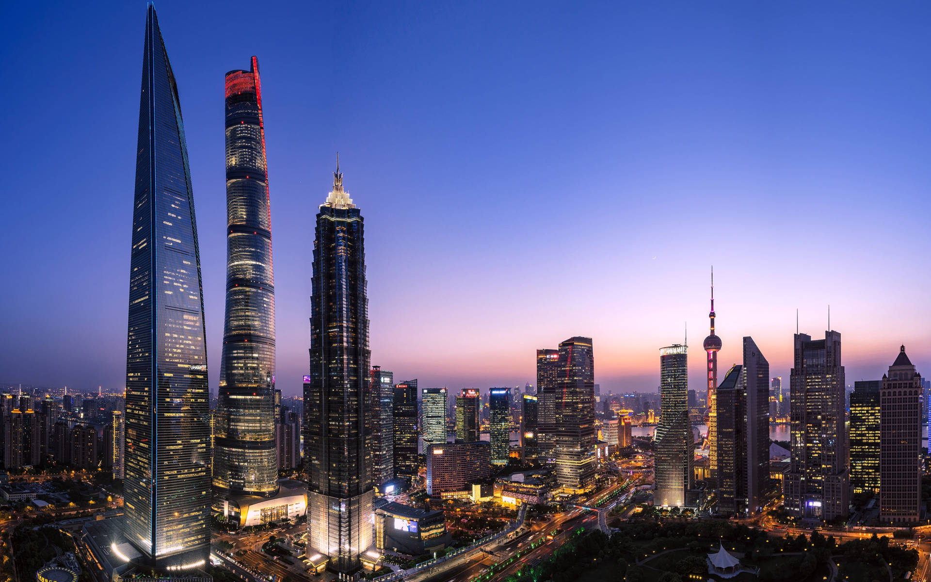Shanghai City Futuristiske Skyskrabere Tapet Wallpaper