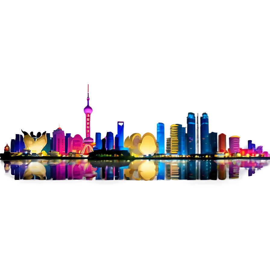 Shanghai Skyline Night View Png Dlm PNG