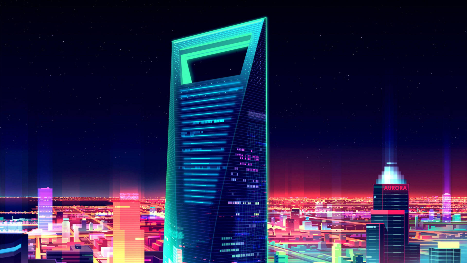 Shanghai World Financial Center Futuristic Art Wallpaper