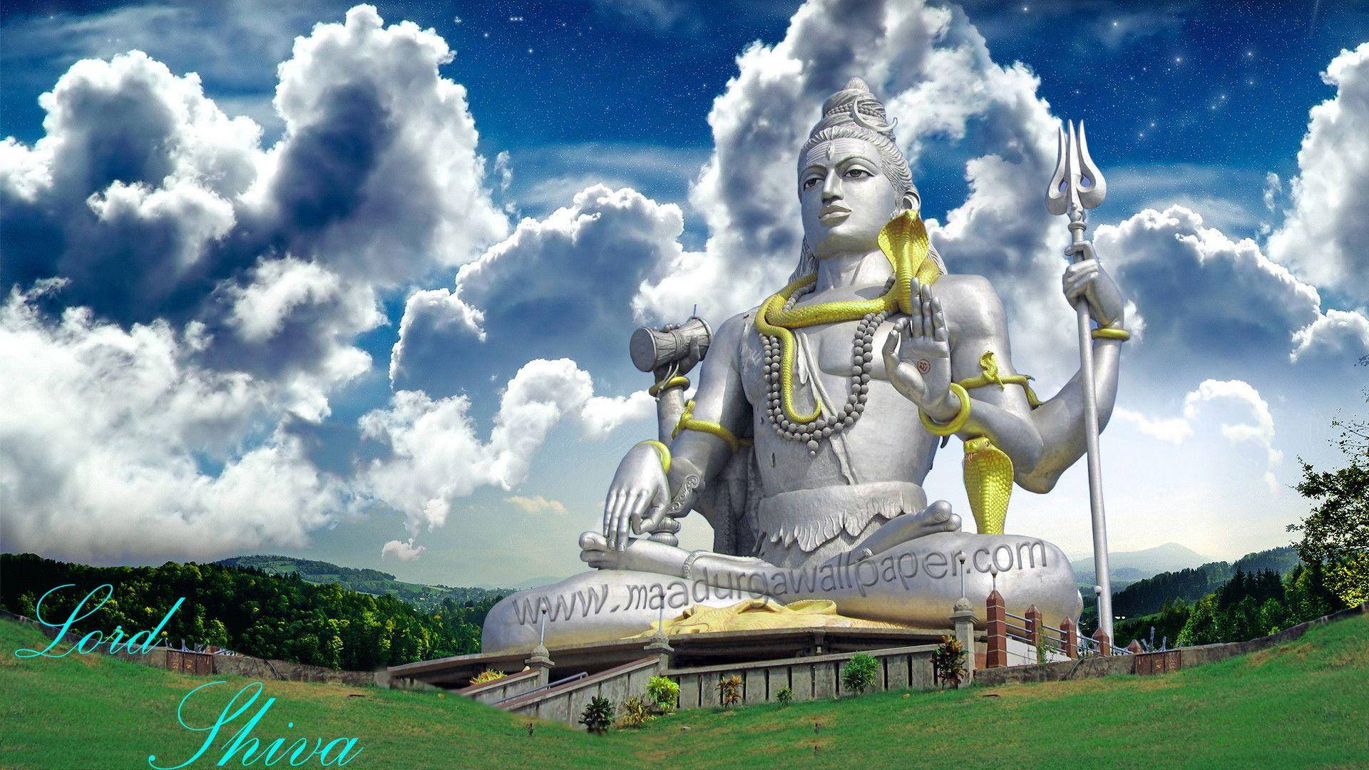 Shankar Bhagwan 3d Statua Di Shiva Sfondo