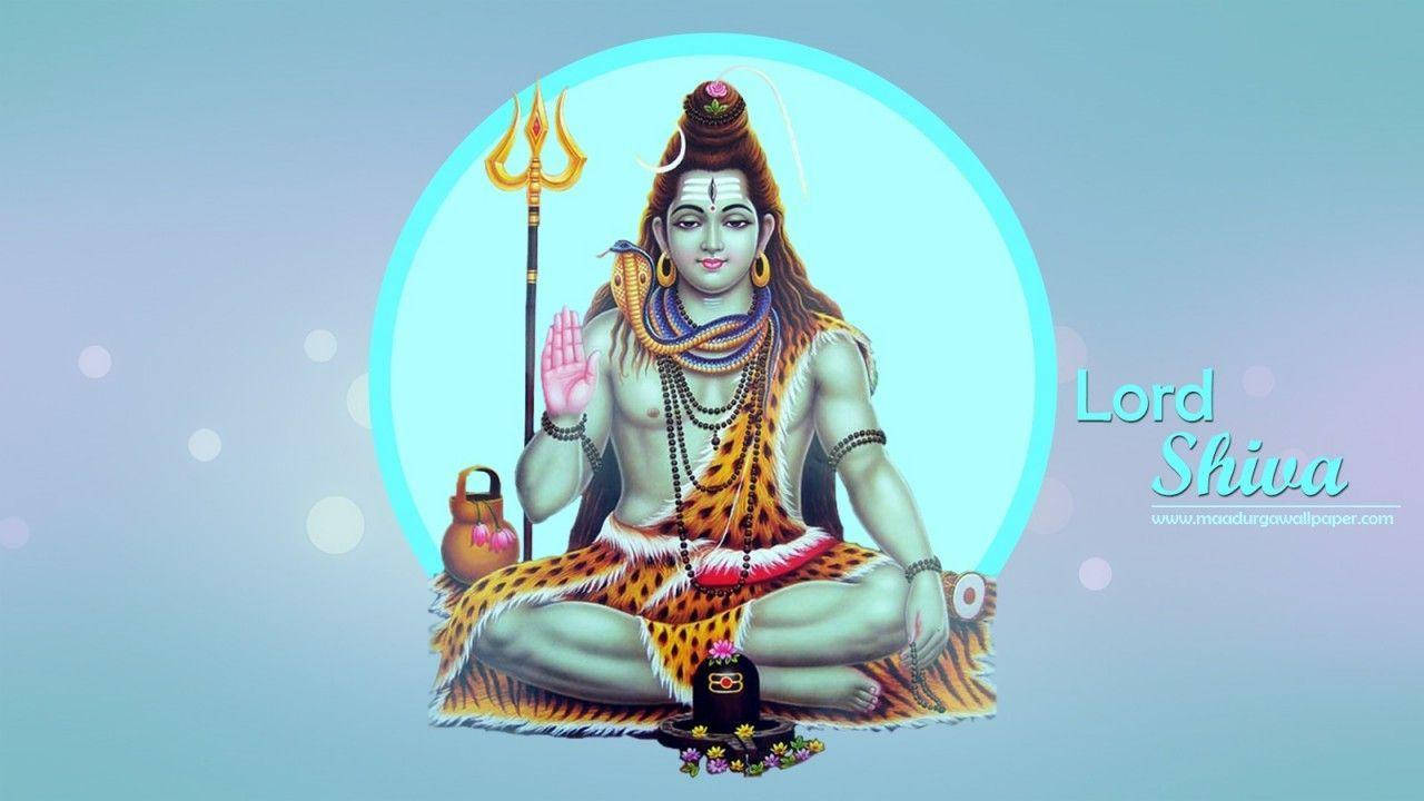 Shankarbhagwan, El Señor Shiva, En Un Círculo Azul. Fondo de pantalla