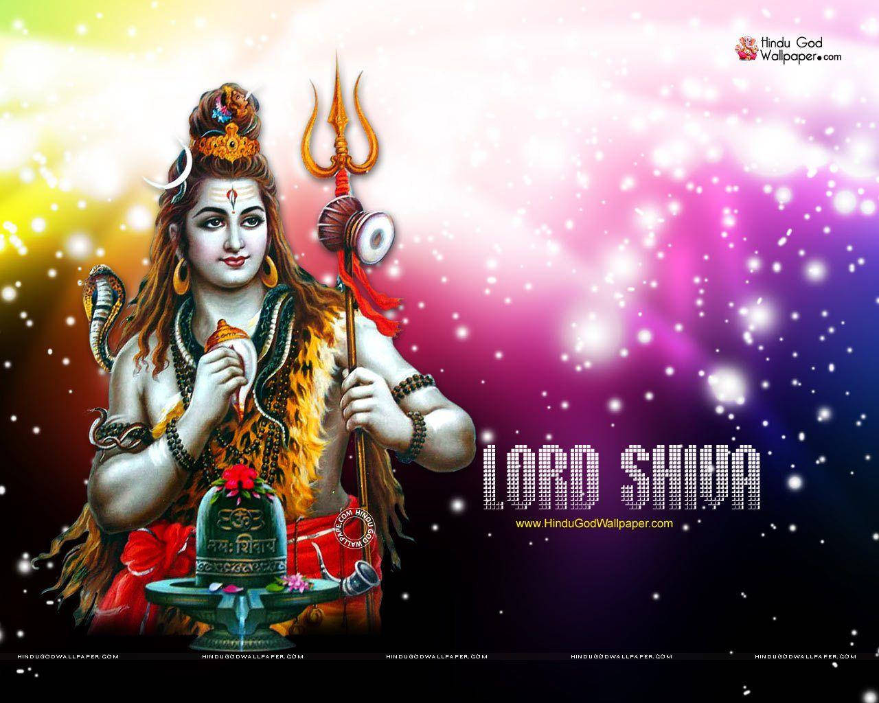 Shankar Bhagwan Lord Shiva Colorful Starry Background Wallpaper