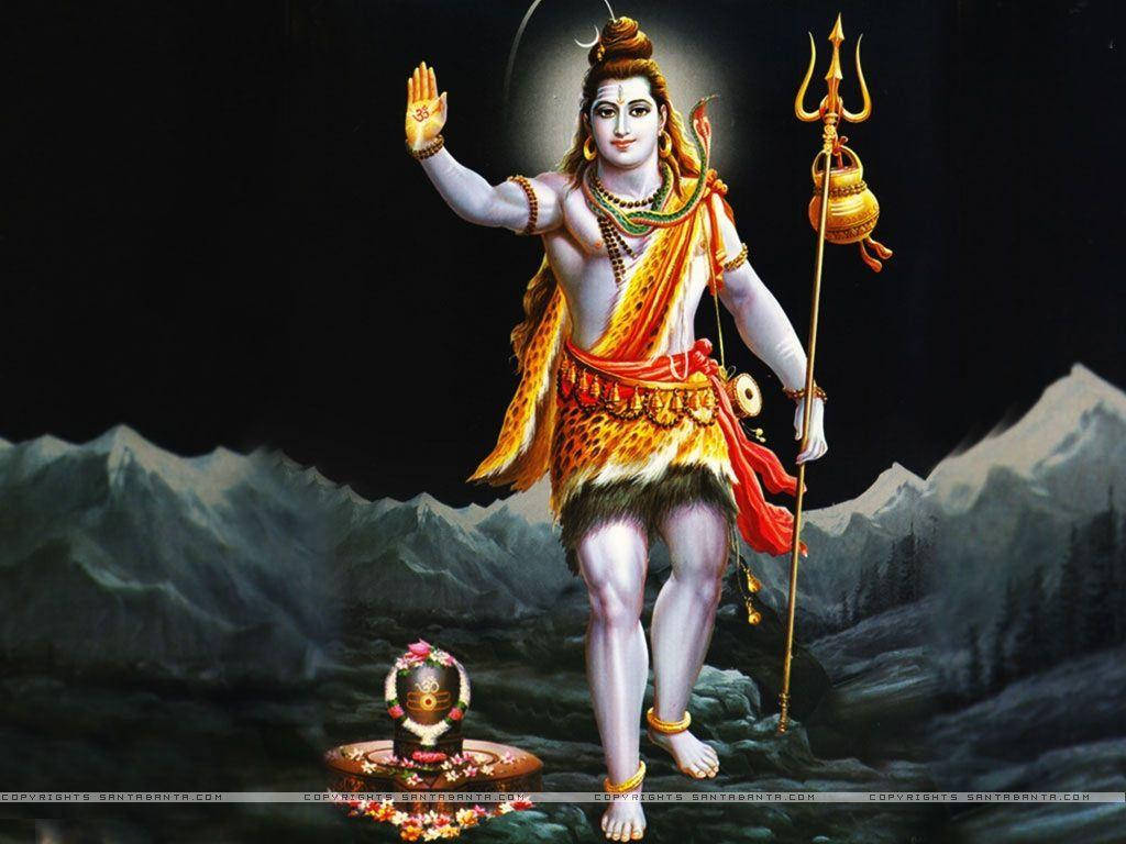 Shankar Bhagwan Shiva Standing Over Mountains Wallpaper