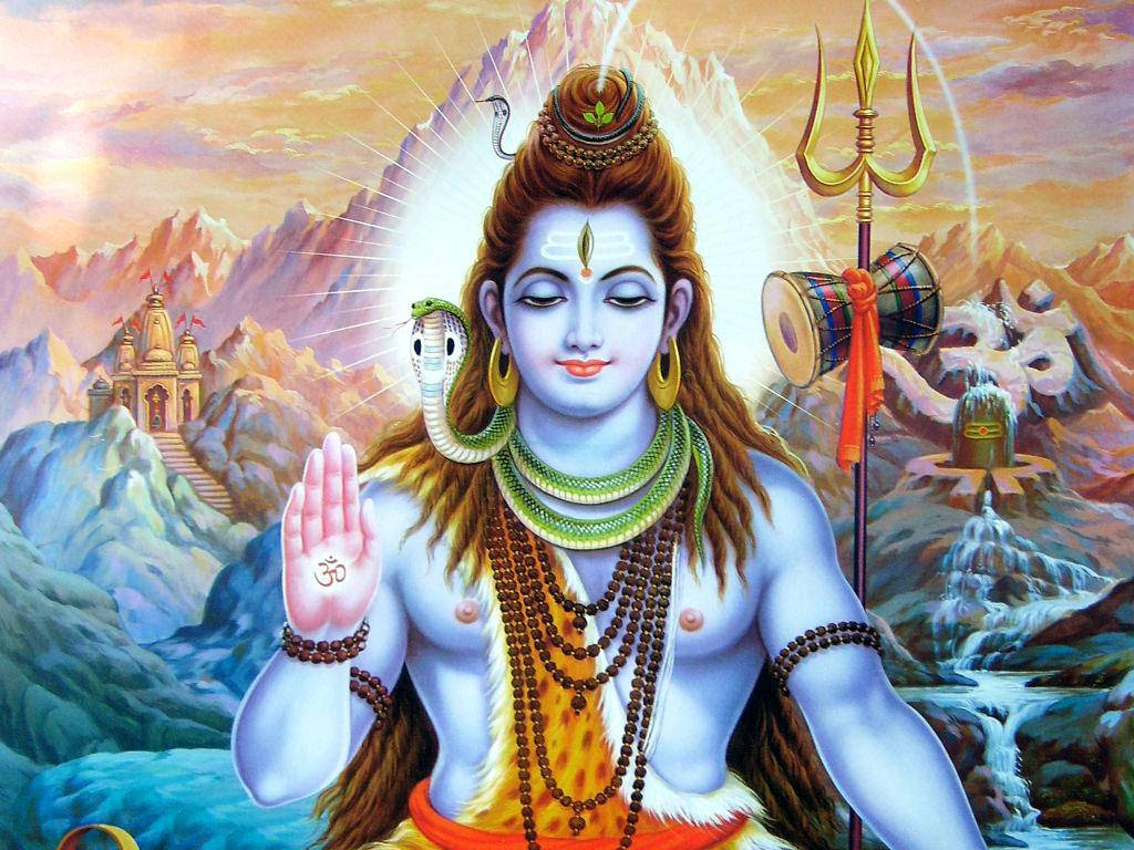 Shankarbhagwan Shiva Com A Palma Estendida Papel de Parede
