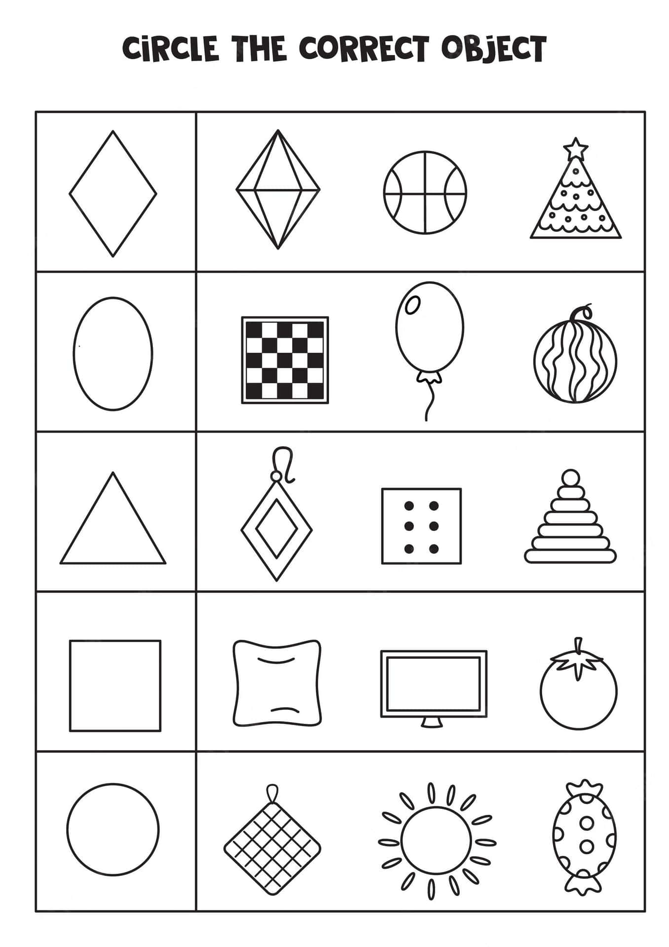 Shape Matching Activity Sheet Picture