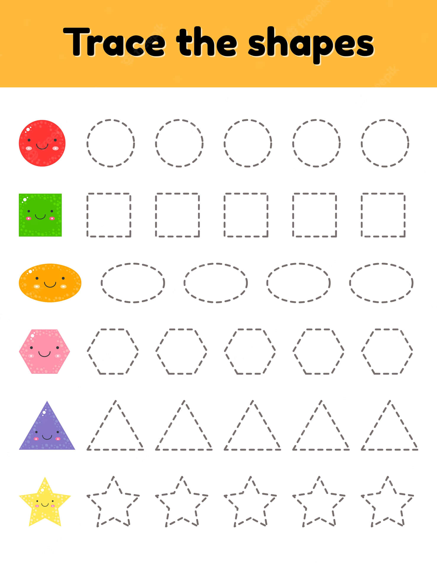 Trace Shape Kindergarten Activity Sheet Picture