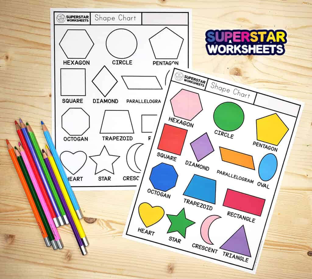 Shape Coloring Superstar Worksheet Picture