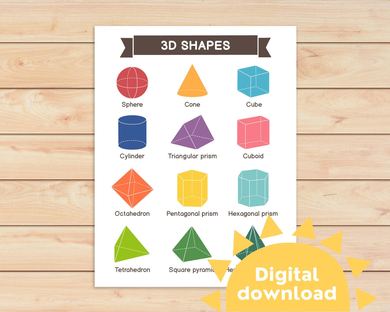 3D Shape Digital Learning Activity Picture