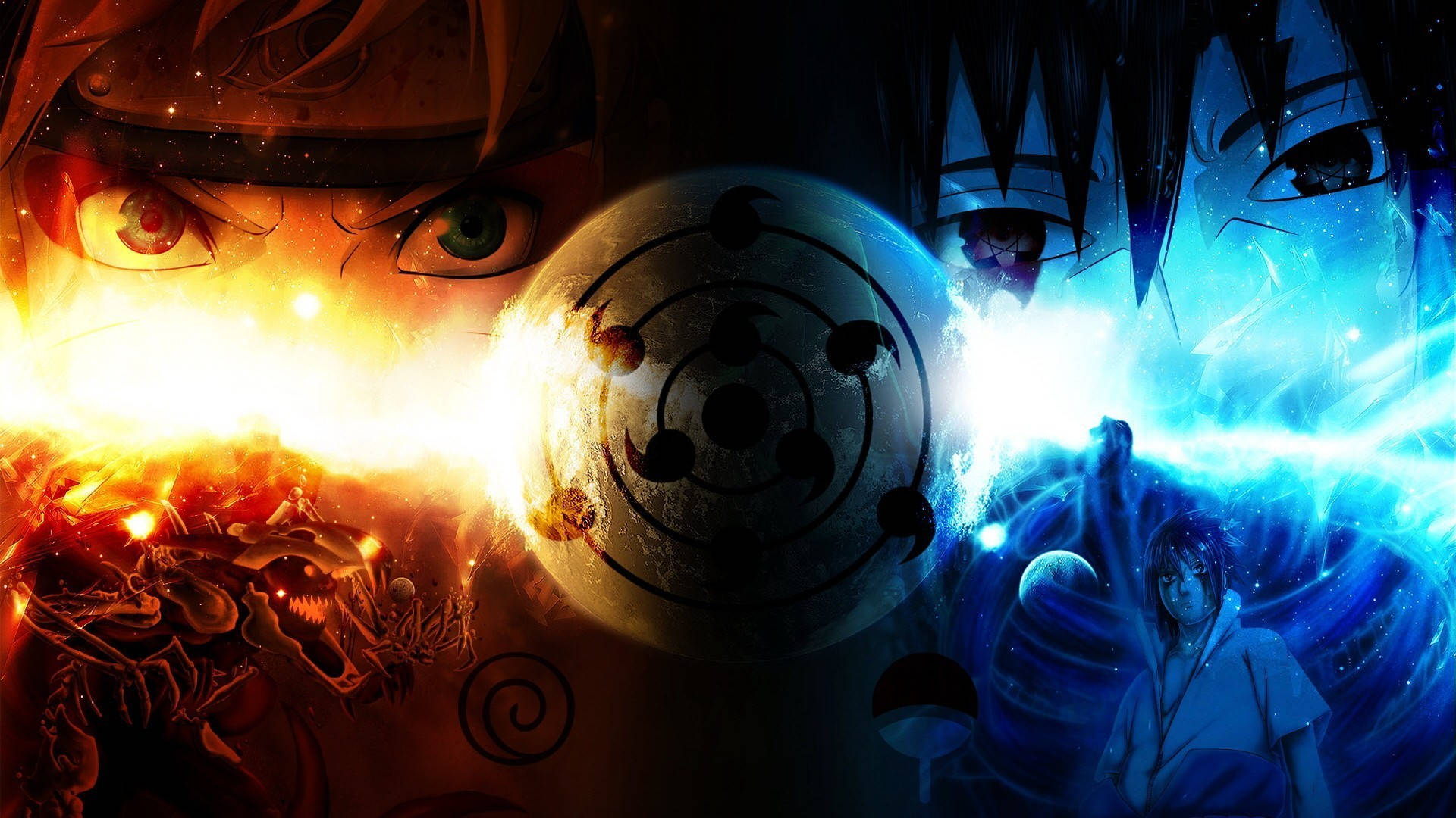 Del Sharingan Sasuke og Naruto HD Tapet Wallpaper