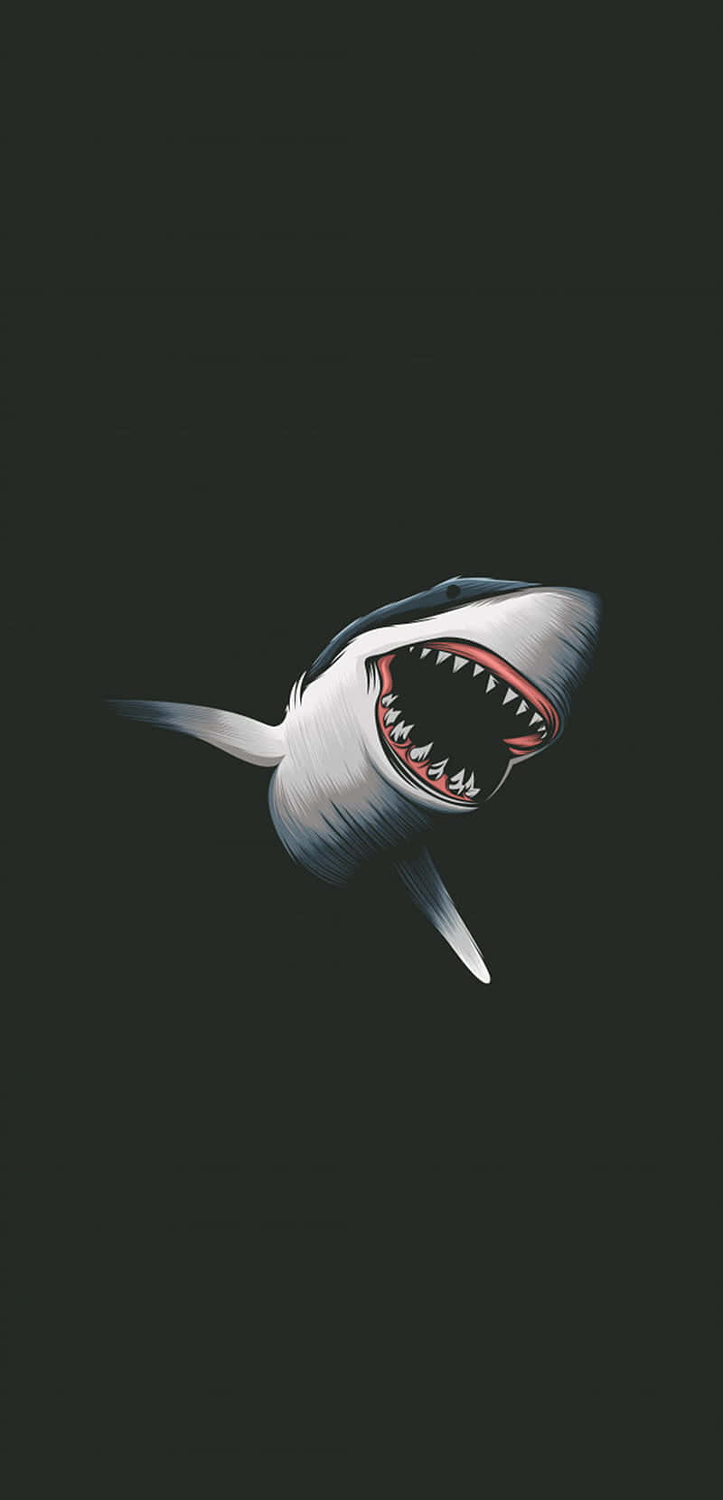 En haj med åben mund i de mørke dybder Wallpaper