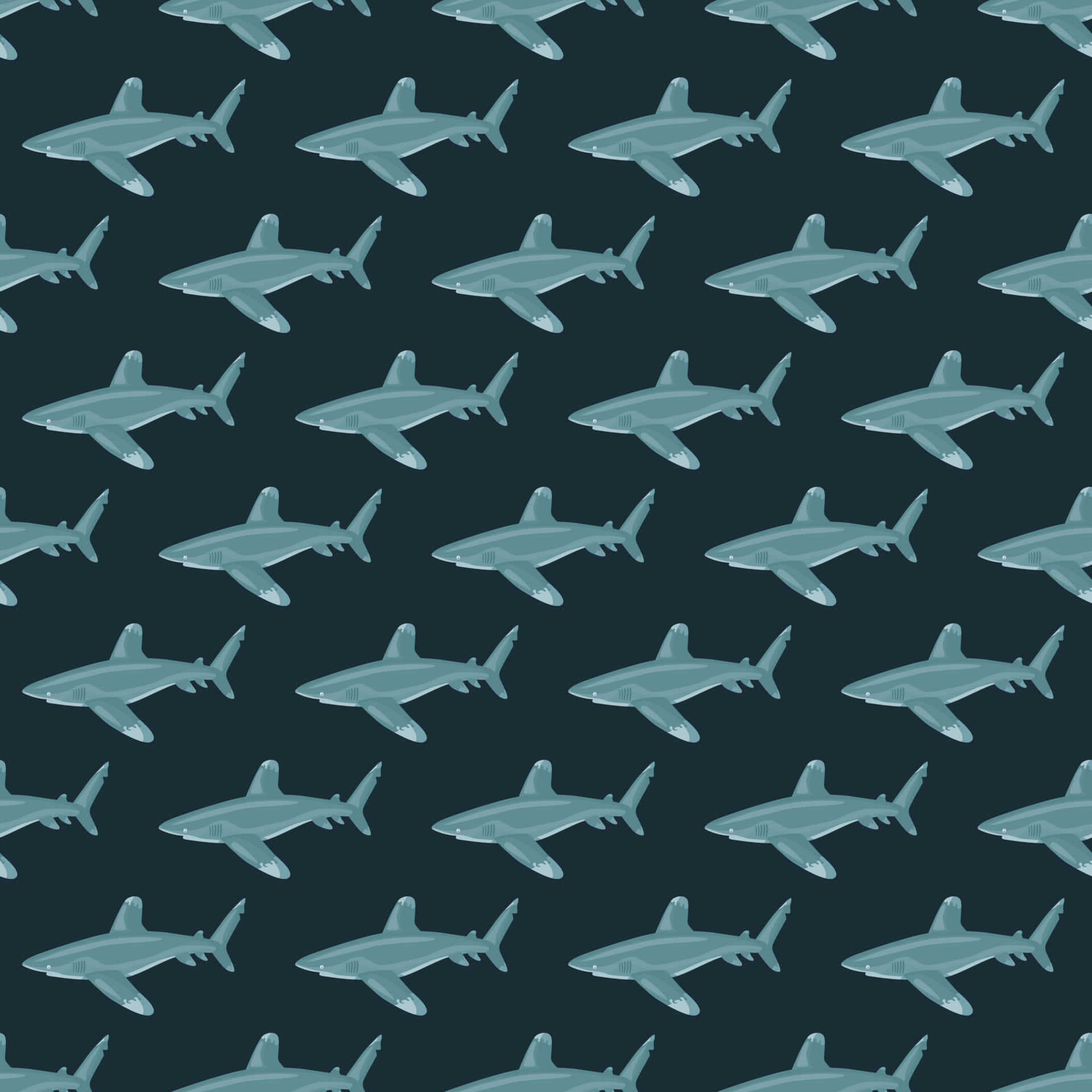 Shark Pattern Dark Sea Background Wallpaper