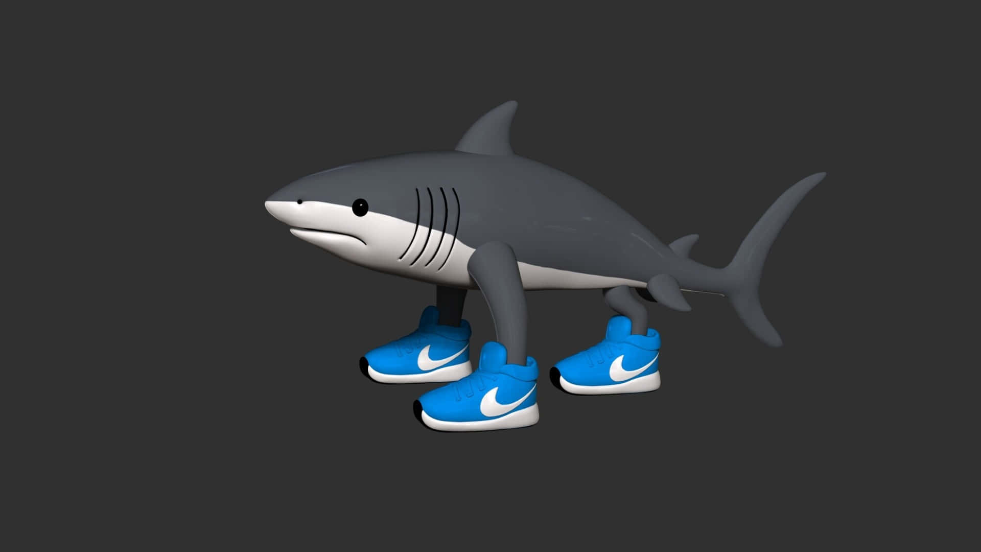 Shark Wearing Blue Sneakers Wallpaper