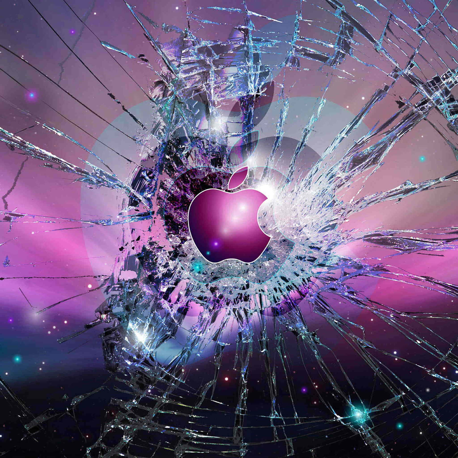 Shattered Apple Logo Galaxy Background Wallpaper