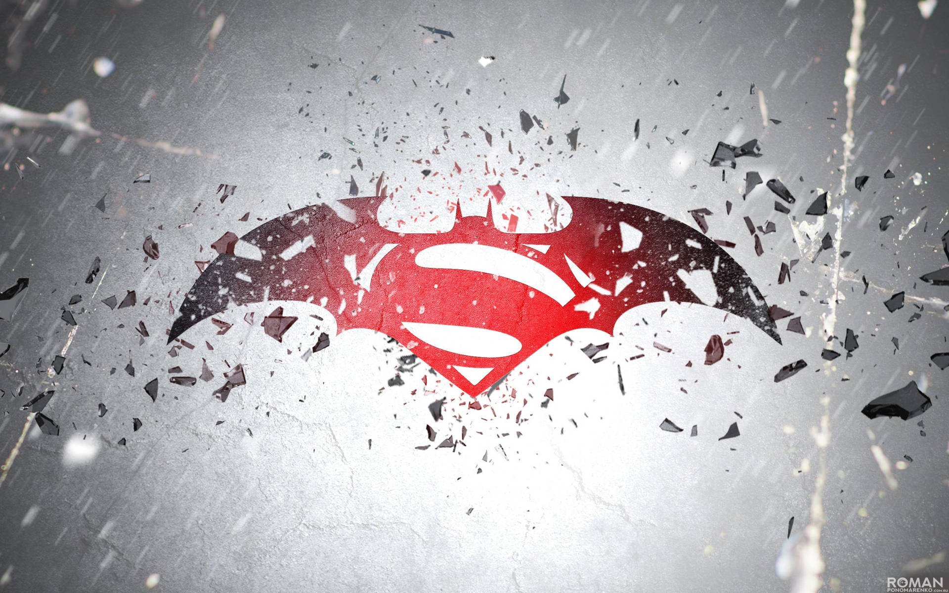 Download Shattered Batman Superman Logo Wallpaper 