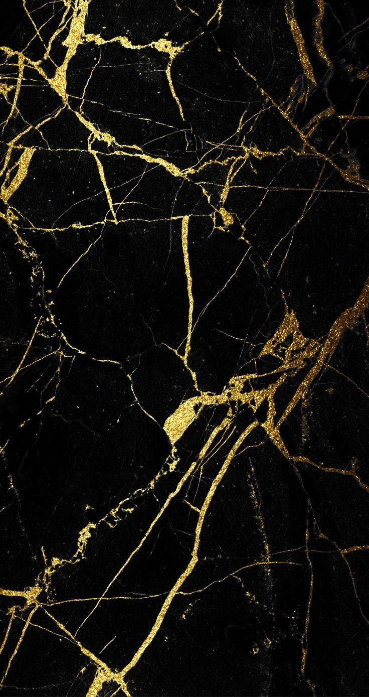 Shattered Black And Gold Glass Wallpaper