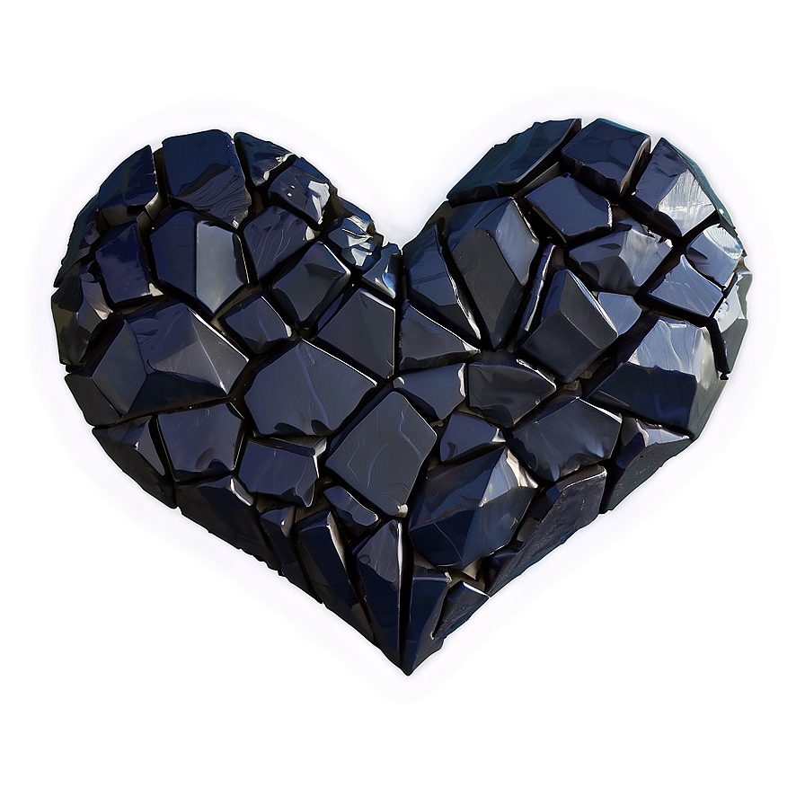 Shattered Black Heart Png 06252024 PNG