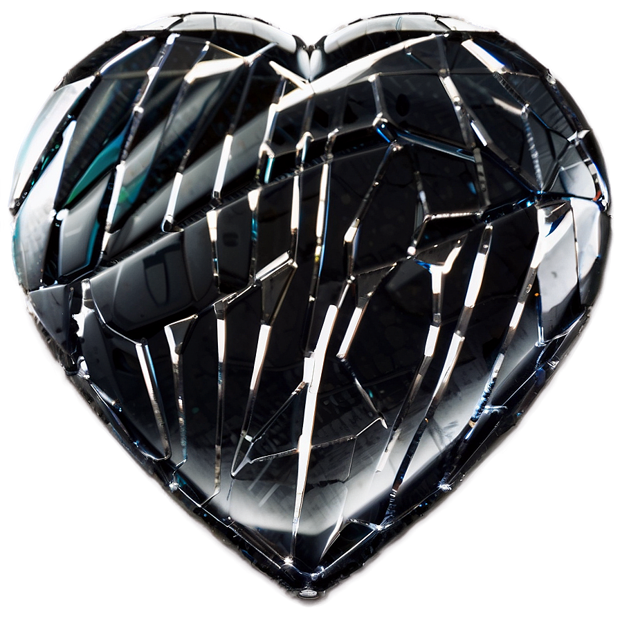 Shattered Black Heart Png 06252024 PNG