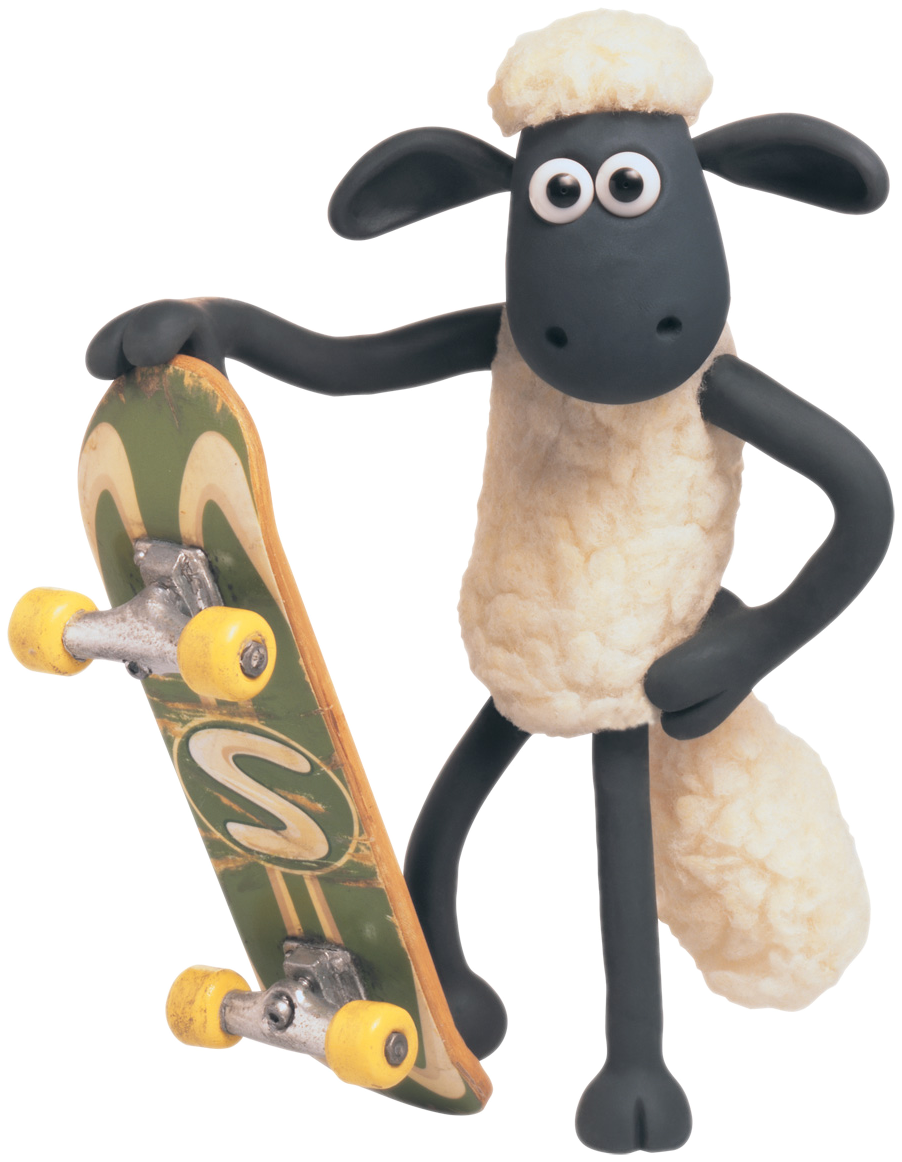 Shaunthe Sheep Skateboarding PNG