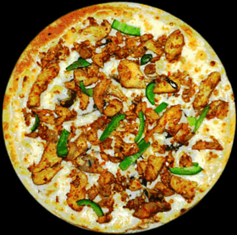 Shawarma Flavored Pizza Top View PNG