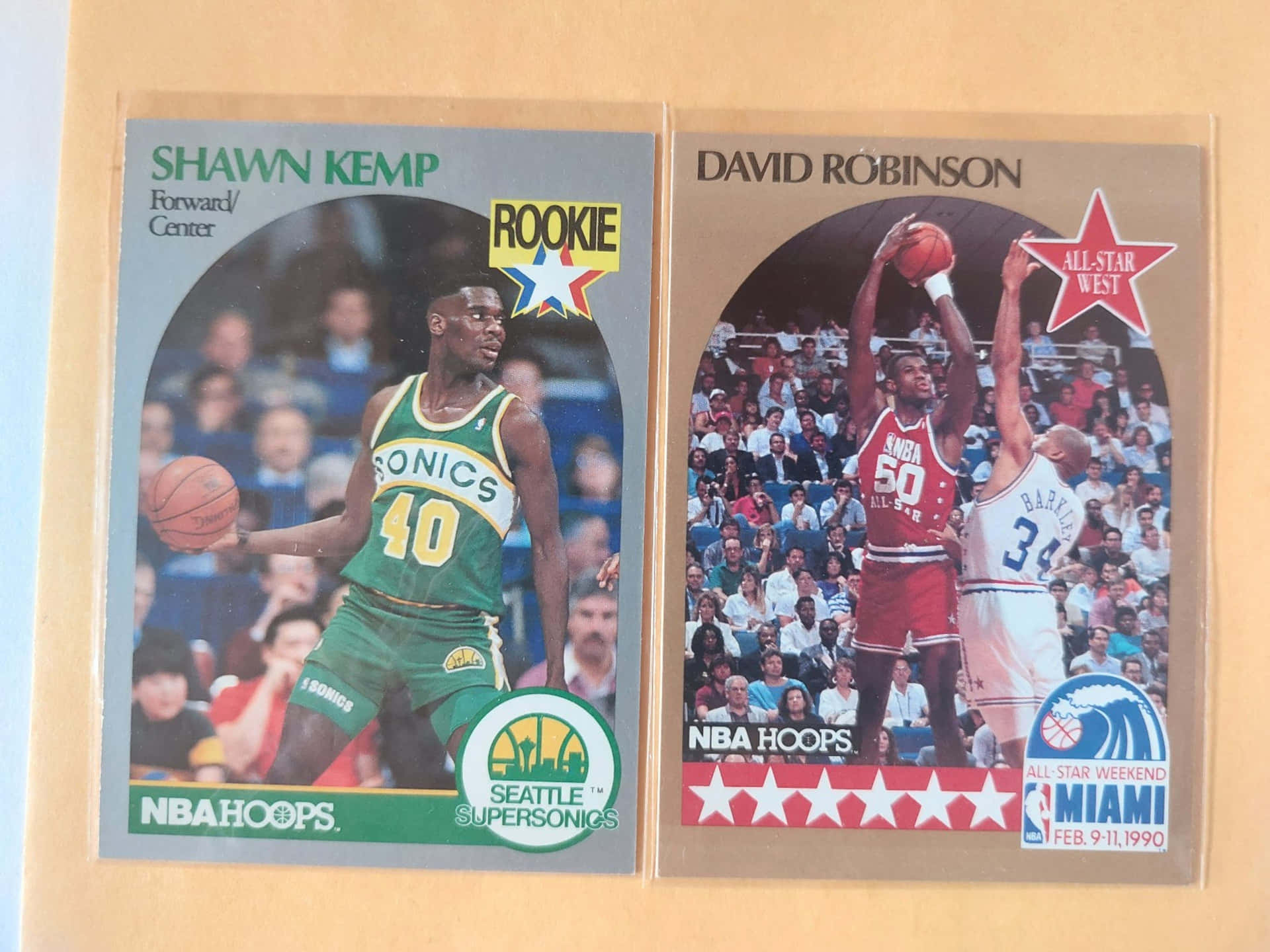 Shawn Kemp Rookie David Robinson All Star Basketbal Kaarten Achtergrond