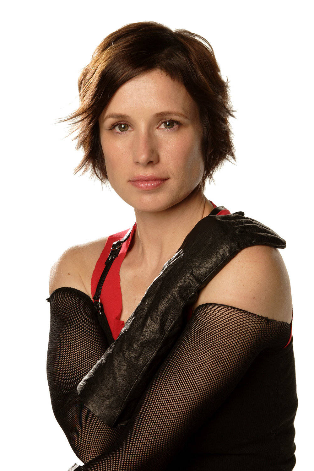 Shawneesmith Svarta Handskar (as A Potential Name For A Computer Or Mobile Wallpaper Featuring Shawnee Smith Wearing Black Gloves) Wallpaper