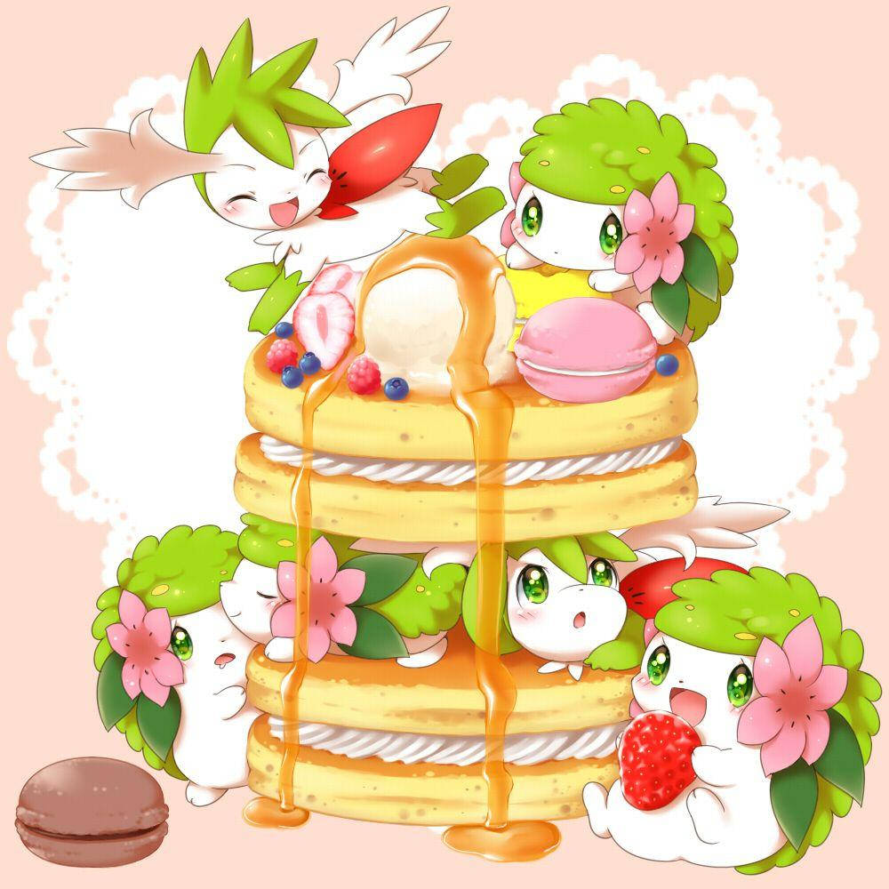 Shaymin Pancakes Tower Wallpaper