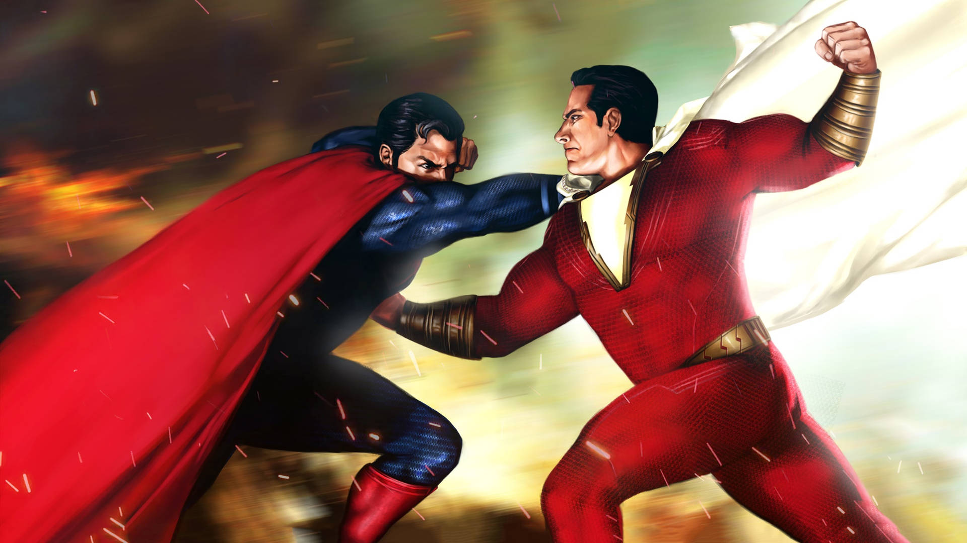 Shazam Vs. Superman Digital Art Wallpaper
