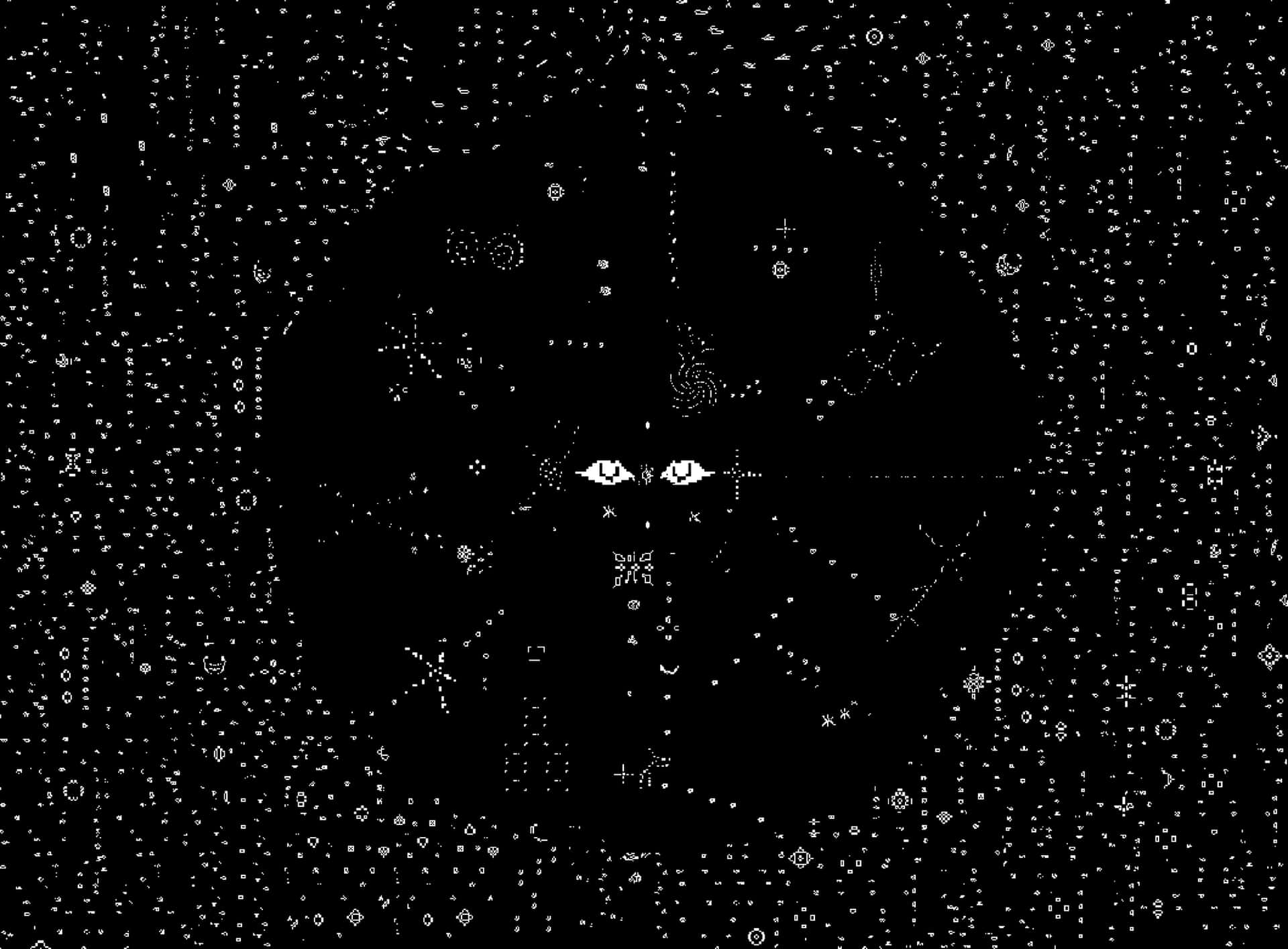 A Black Background With A White Circle And Stars Wallpaper