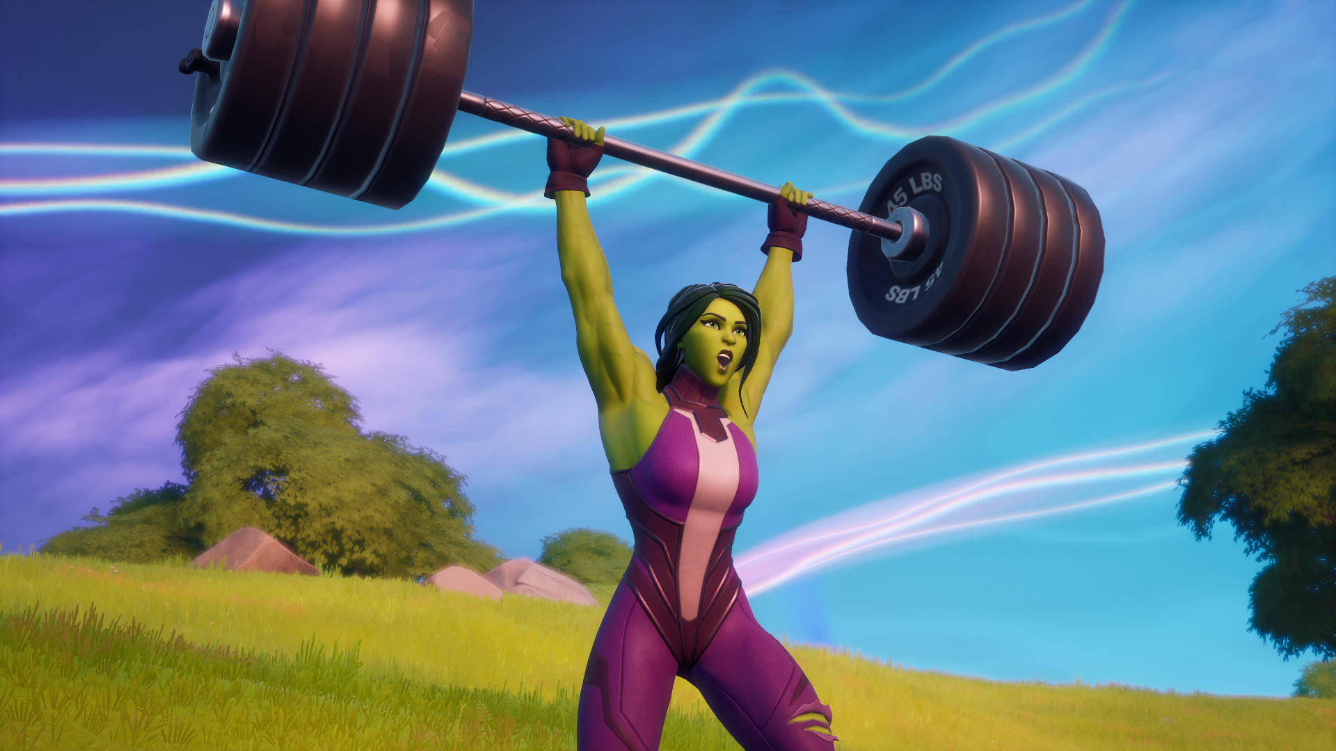 She Hulk Lifting Barbells Wallpaper