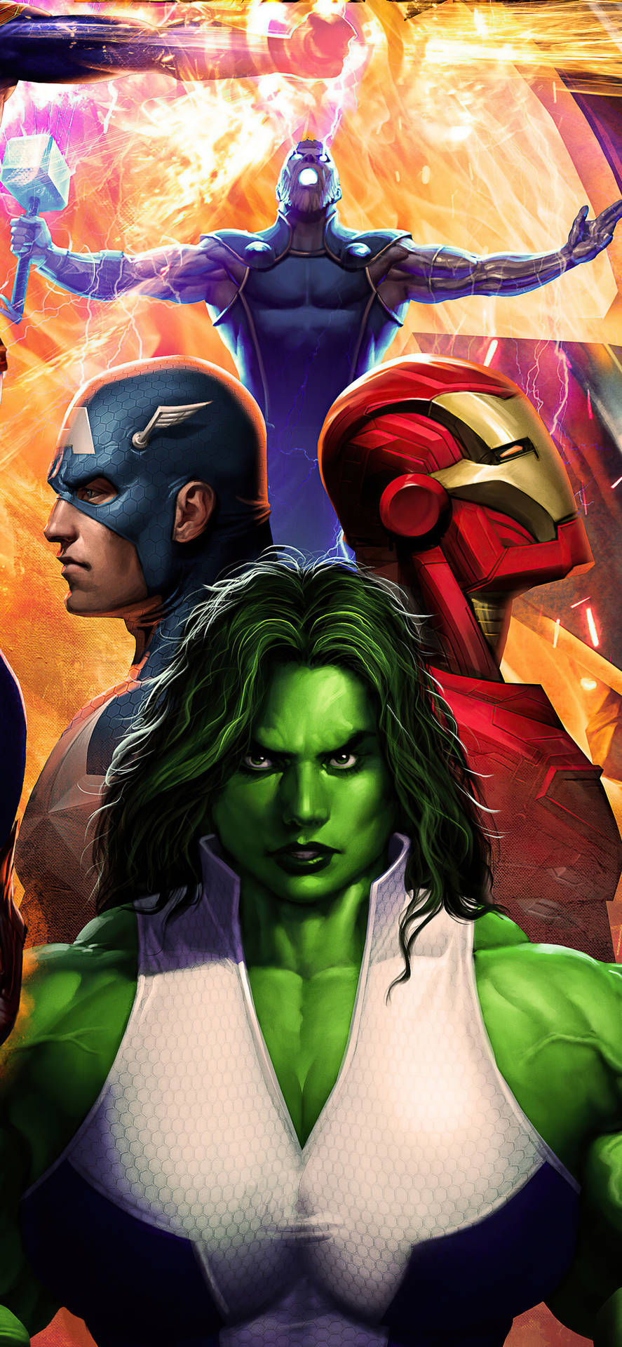 She Hulk With Marvel Heroes