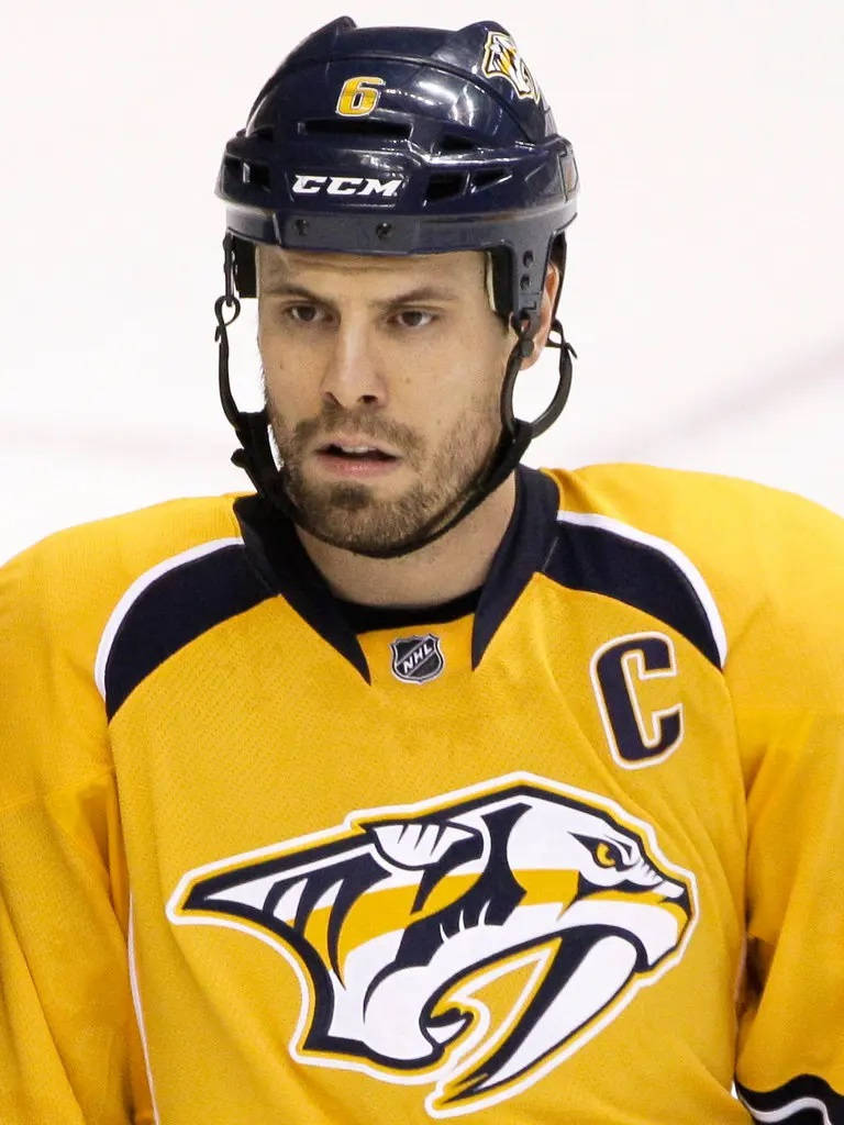 Shea Weber, a strong force in yellow, playing for Nashville Predators Wallpaper