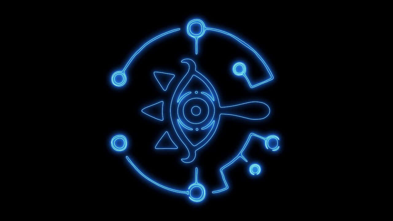 Den legendariske Zelda logo i blå neonlys Wallpaper