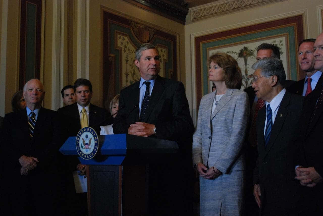 Sheldon Whitehouse Delivering A Passionate Speech Wallpaper