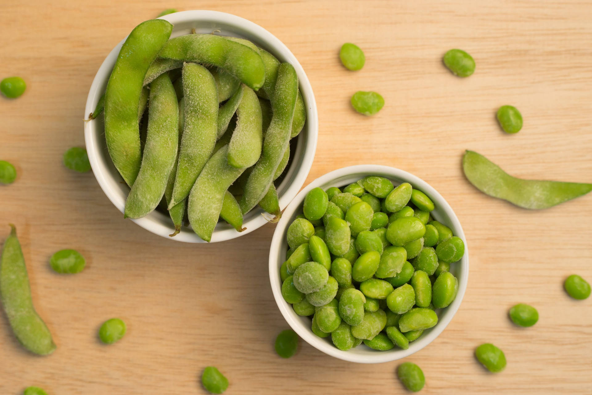 Shelled And Unshelled Edamame Beans Wallpaper