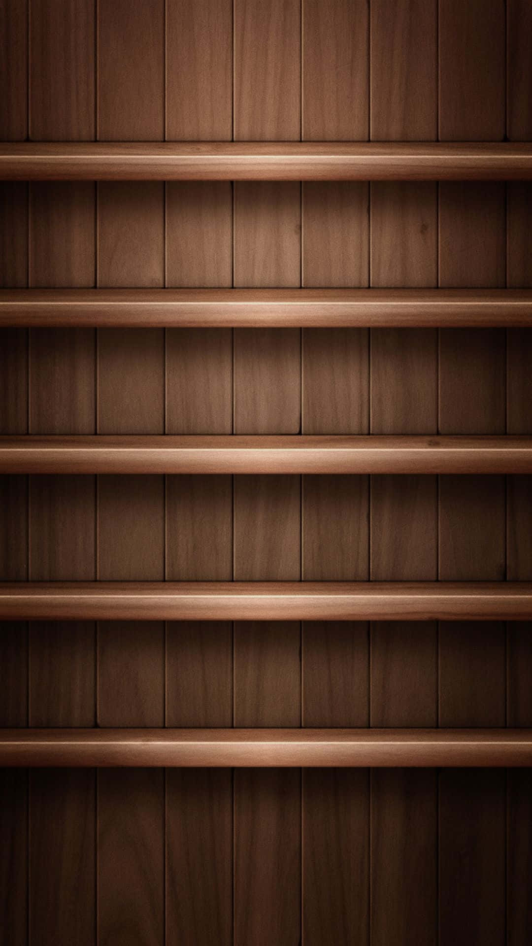 Wooden Shelves On A Wooden Wall