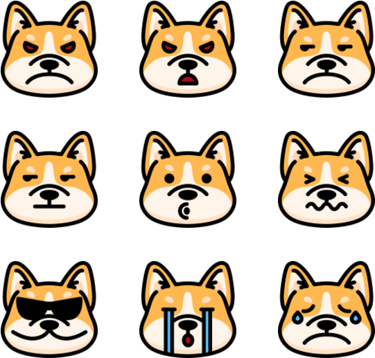 Shiba Inu Emoji Expressions PNG