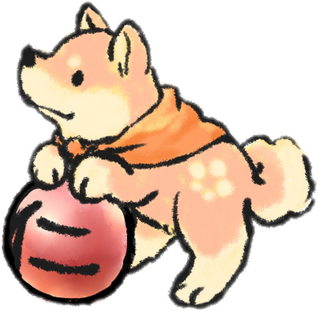 Shiba Inu Playing With Ball.png PNG