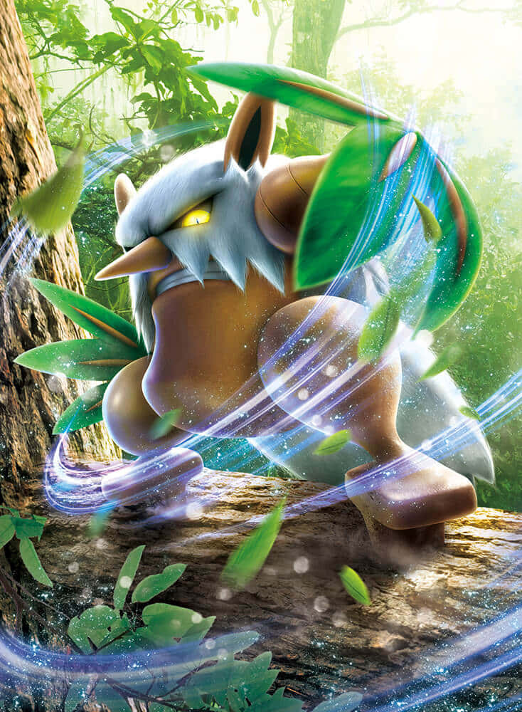 Shiftry Attacking On A Tree Wallpaper