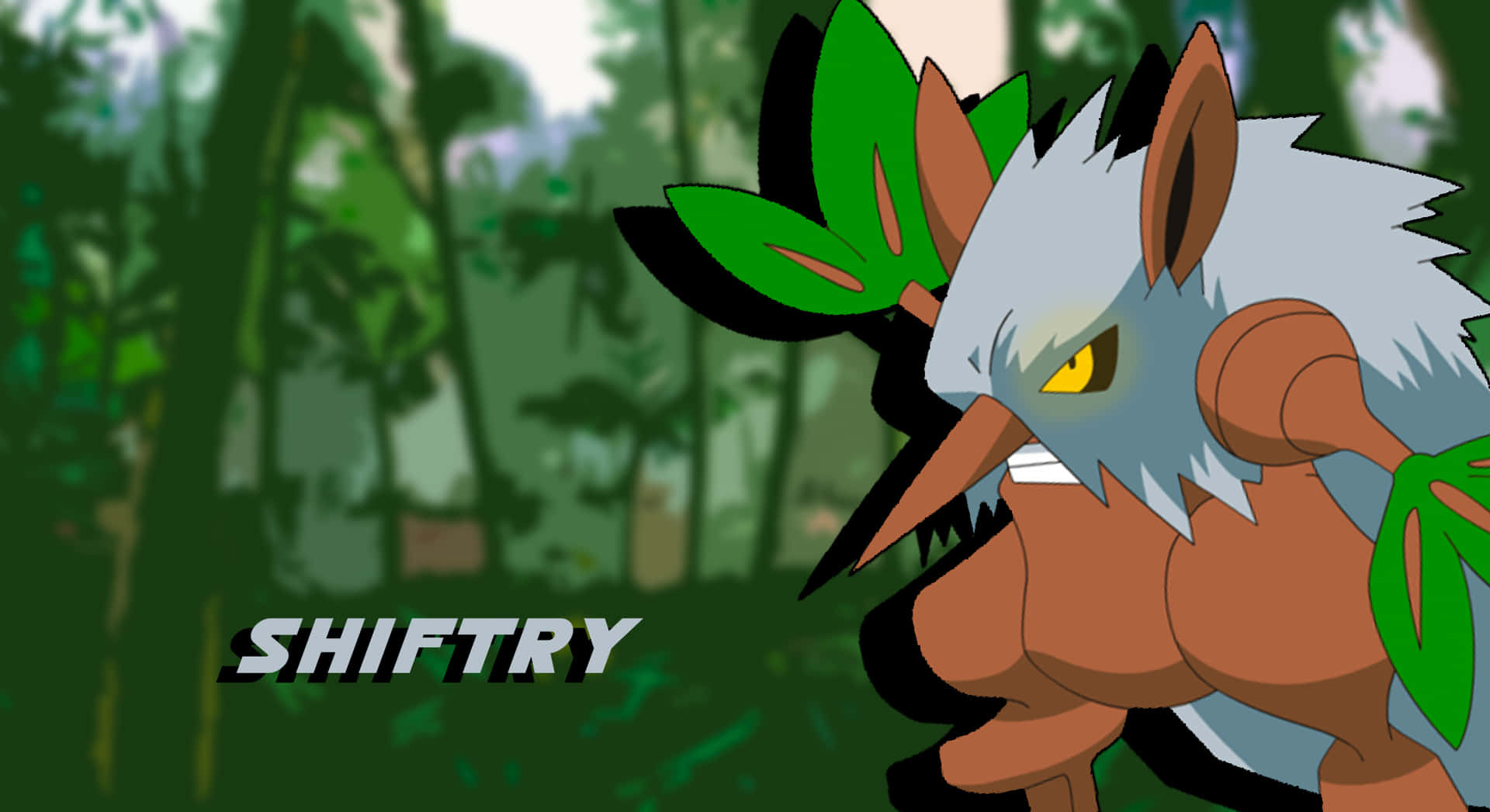 Shiftry Forest With Name Wallpaper