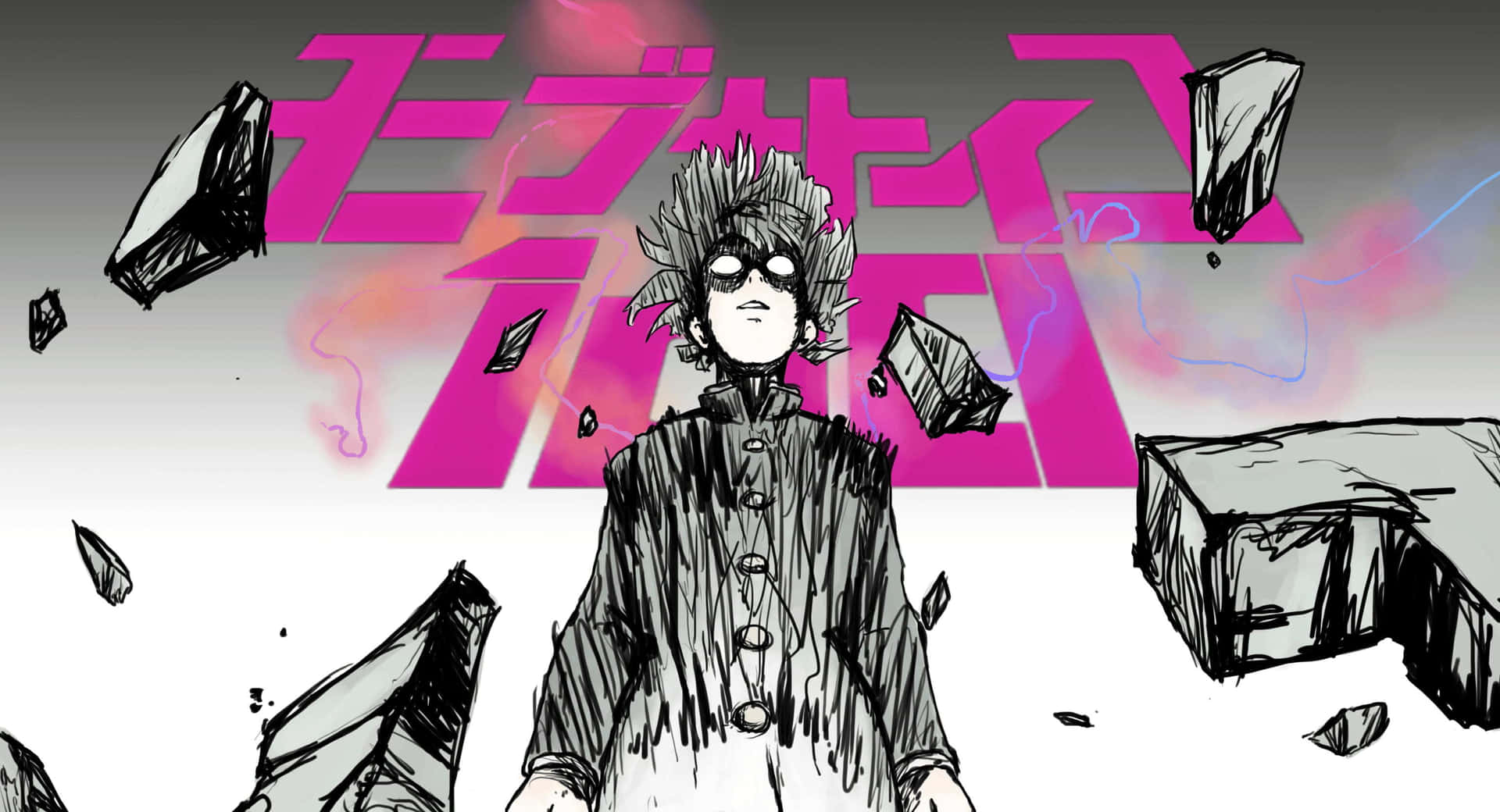 Shigeo Kageyama, also known as Mob, showcasing his psychic powers in an intense scene Wallpaper