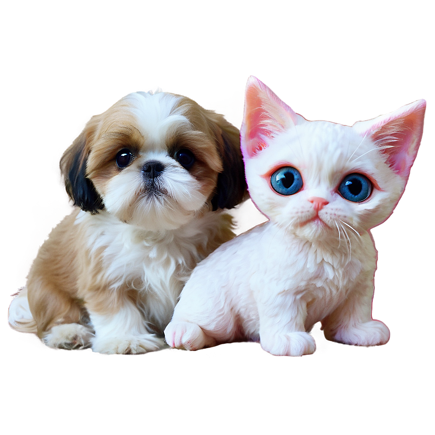 Shih Tzu And Kitten Friends Png 4 PNG