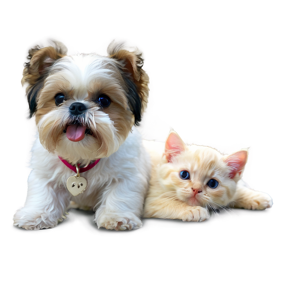 Shih Tzu And Kitten Friends Png Fba46 PNG