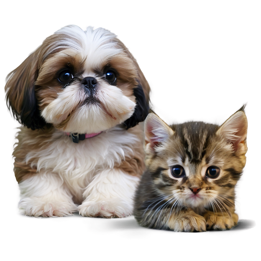 Shih Tzu And Kitten Friends Png Vcu PNG