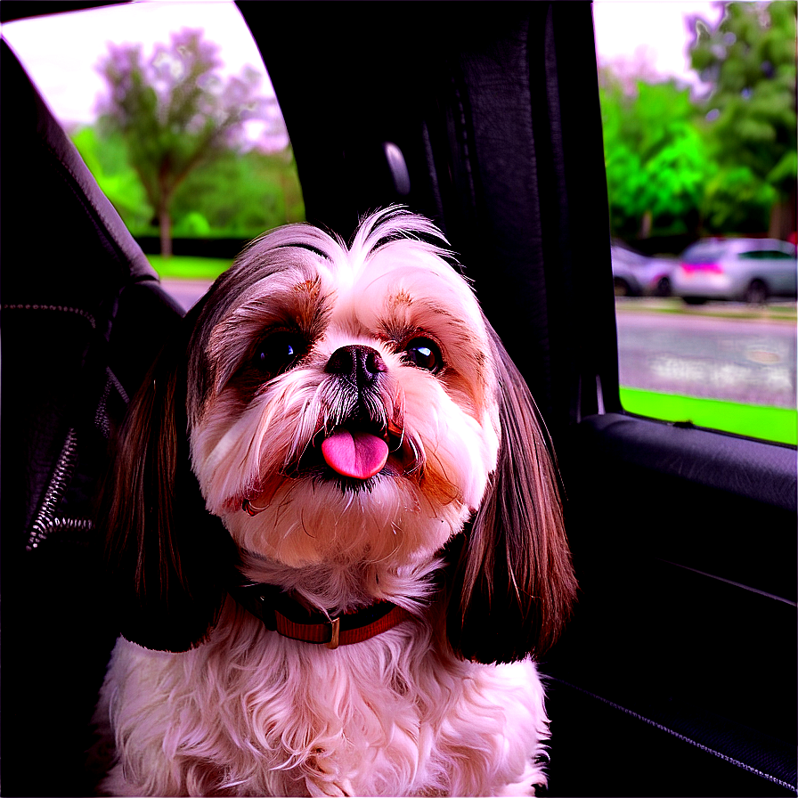 Shih Tzu Enjoying Car Ride Png 06242024 PNG