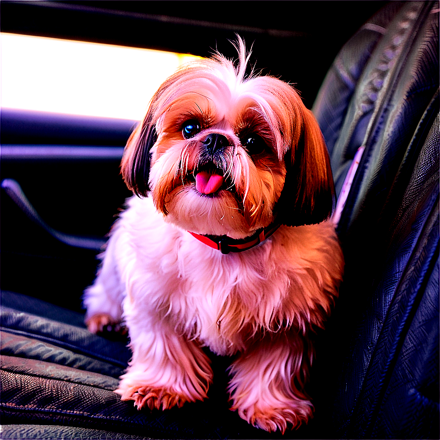 Shih Tzu Enjoying Car Ride Png Esn48 PNG