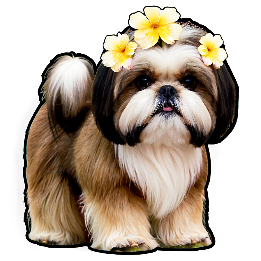 Shih Tzu In Flower Garden Png 06242024 PNG