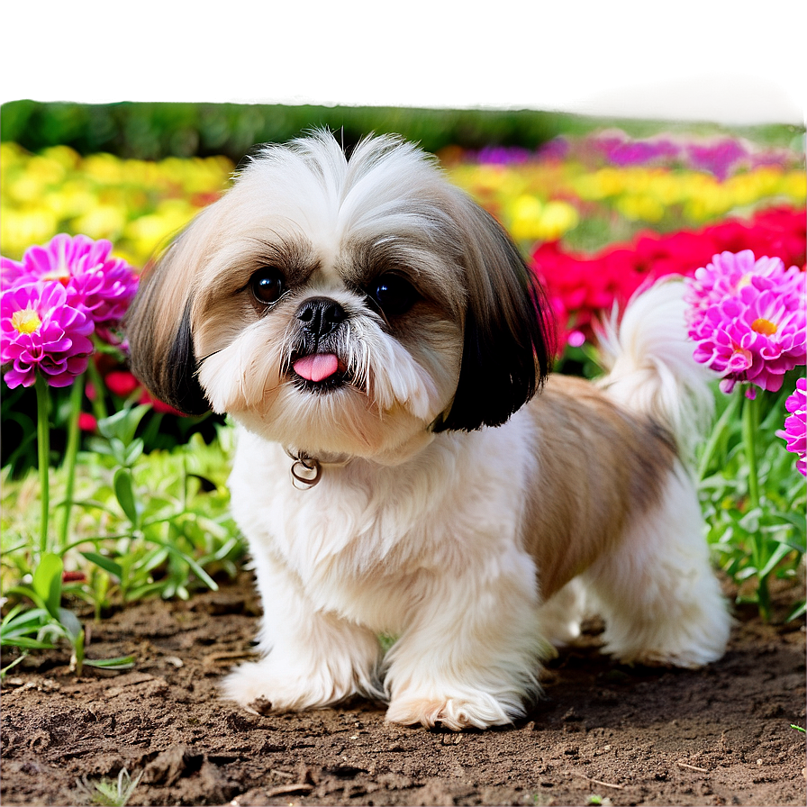 Shih Tzu In Flower Garden Png 15 PNG